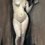 A painting of a nude woman holding a jug.