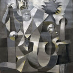 Pablo picasso's abstract painting of a man and a woman.