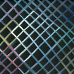 A painting of colorful squares on a black background.