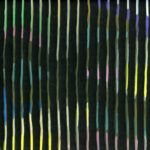 A painting with colorful lines on a black background.