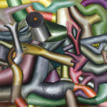 A painting of a group of pipes and tubes.