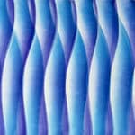 A watercolor painting of blue and purple wavy lines.