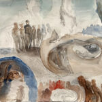 A watercolor painting of a group of people.