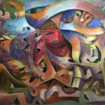 A painting of a colorful abstract painting.