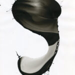 Black and white abstract ink painting.