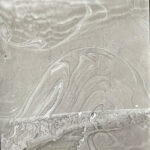 Abstract gray and white marbled artwork.