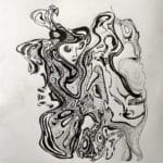 Abstract pen and ink drawing of a face.